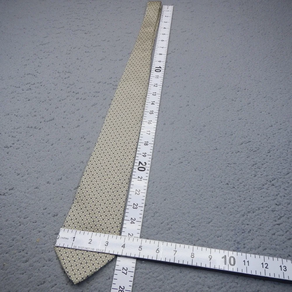 Polo Ralph Lauren Tie Beige Geometric Foulard Silk Necktie Classic Hand Finished